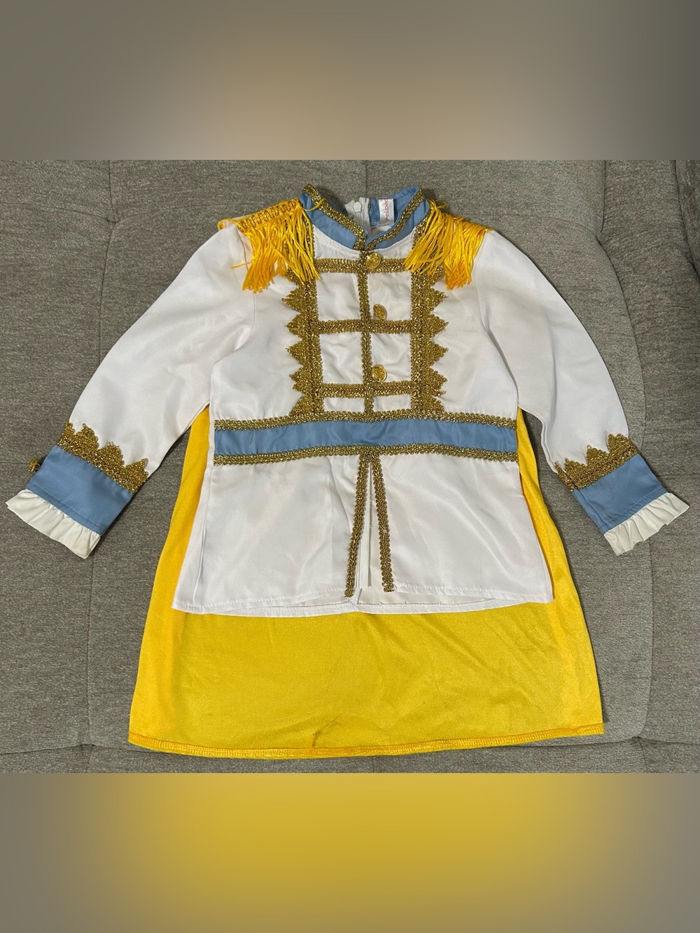 Child's Royal Prince Costume (Jacket only)in White, Yellow & Blue with Gold Trim